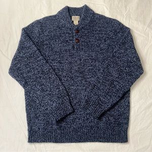 L.L.Bean Heathered Blue and Black Wool Sweater